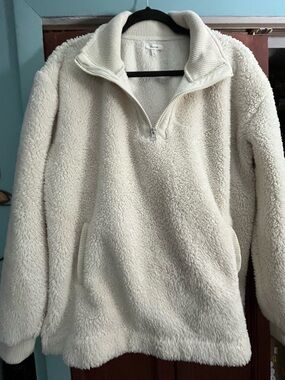 Maurices Cream Sherpa Half-Zip Pullover